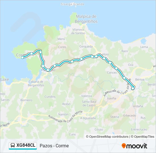 XG848CL bus Mapa de línia