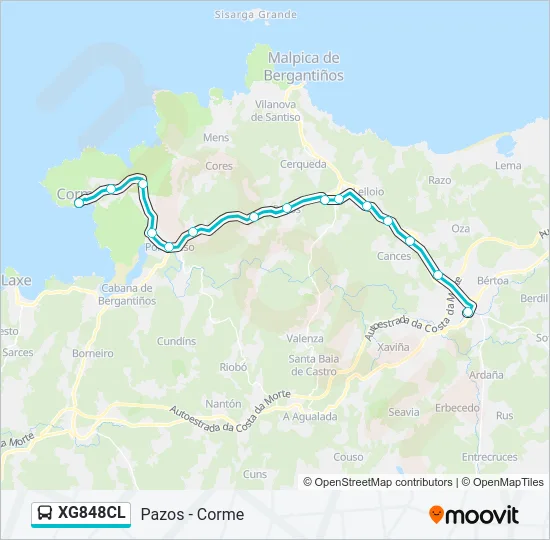 XG848CL Bus Line Map