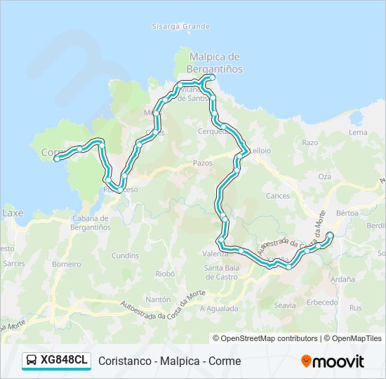 XG848CL bus Mapa de línia