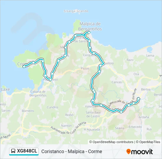 XG848CL Bus Line Map