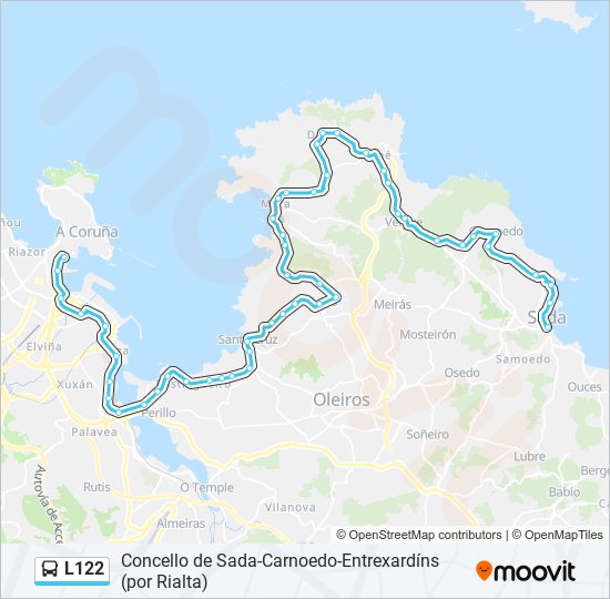 Mapa de L122 de autobús