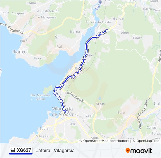 Mapa de XG627 de autobús