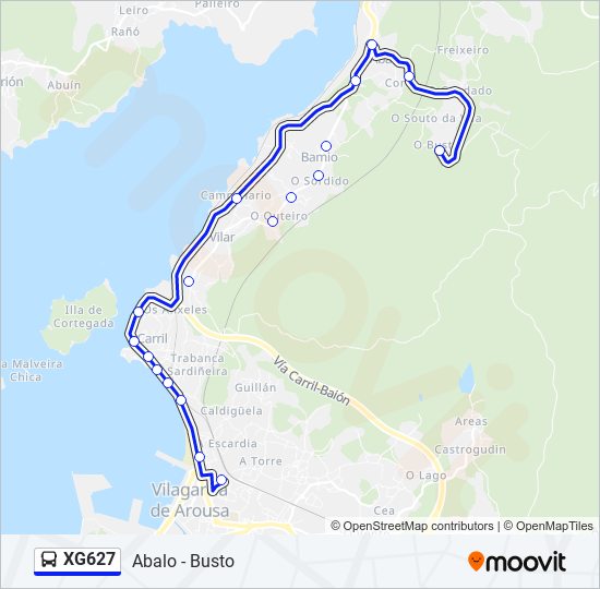 Mapa de XG627 de autobús