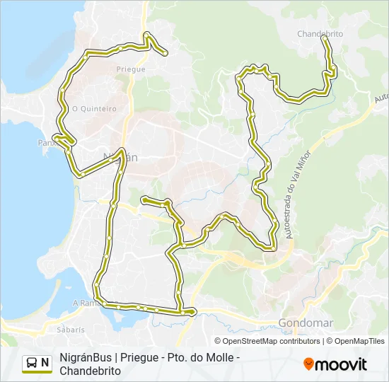 N Bus Line Map