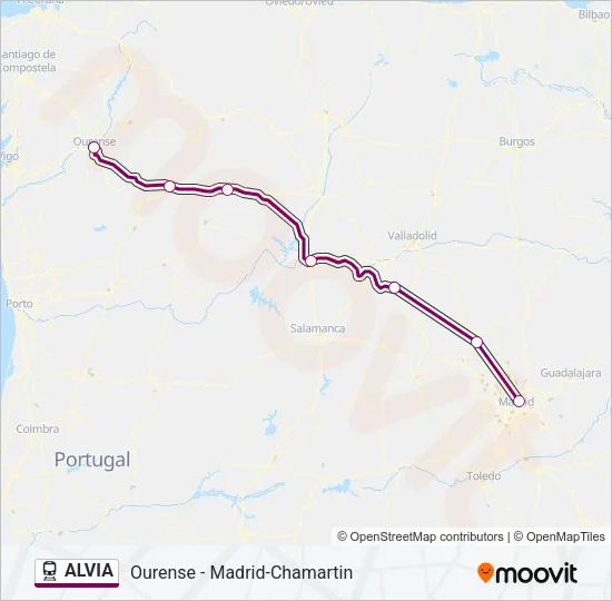 ALVIA tren Mapa de línia