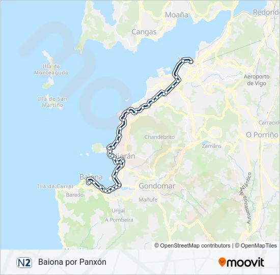N2 Bus Line Map