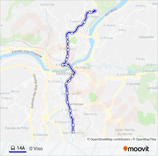 14A Bus Line Map