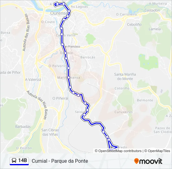 14B Bus Line Map