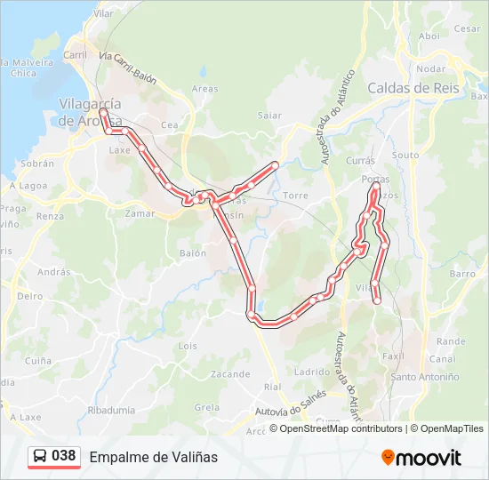 038 Bus Line Map
