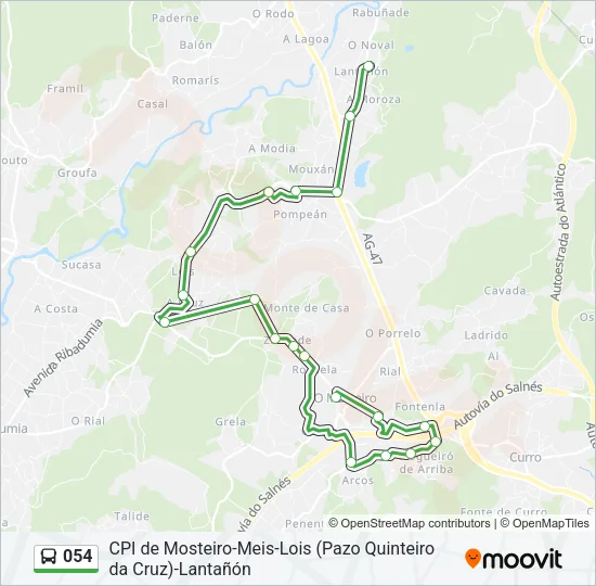 054 Bus Line Map
