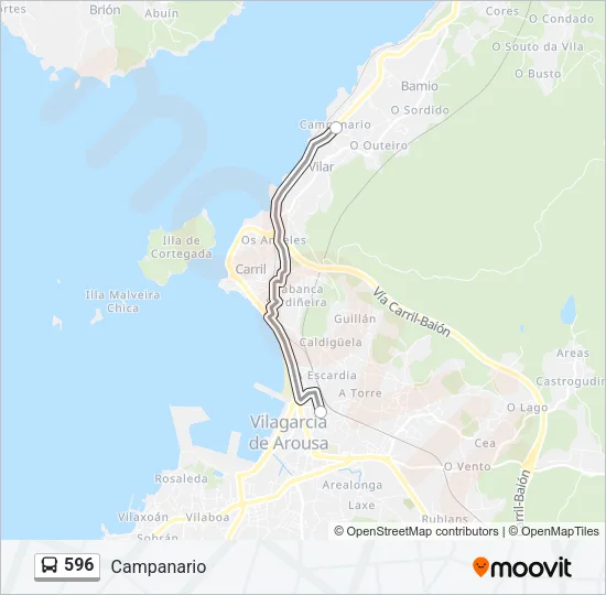 596 Bus Line Map