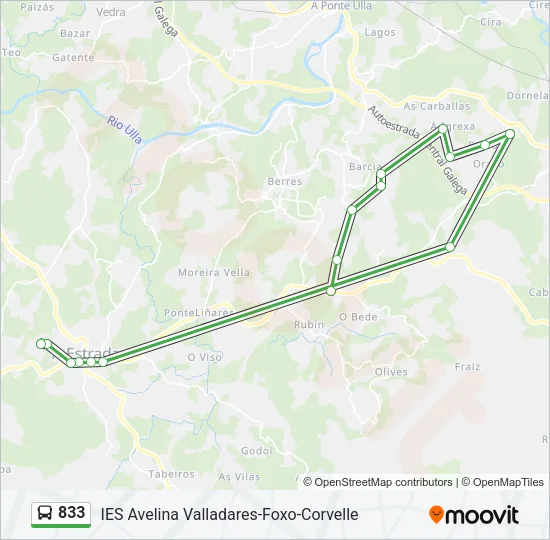 833 Bus Line Map