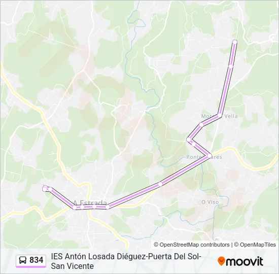 834 bus Mapa de línia
