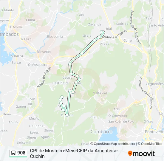 908 Bus Line Map