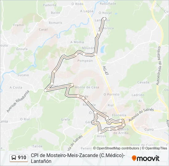 910 Bus Line Map