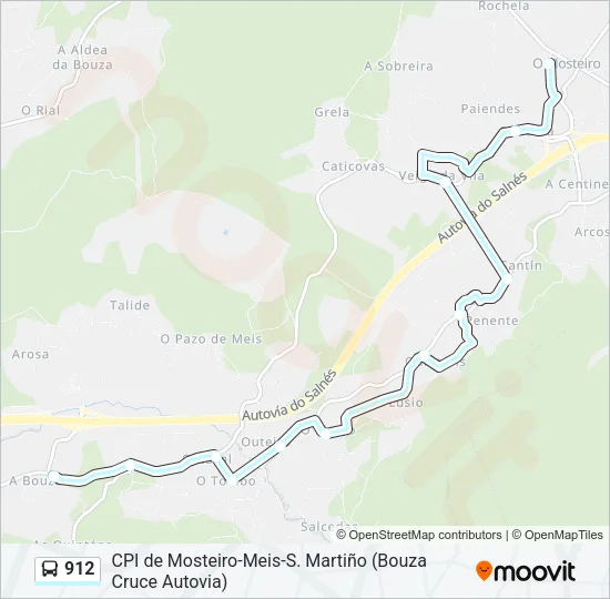 912 Bus Line Map