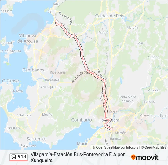 913 Bus Line Map