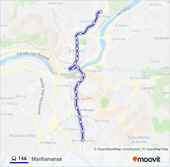 14A Bus Line Map