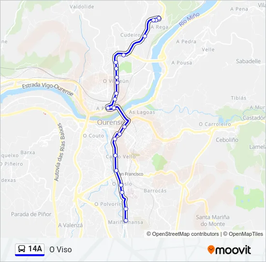 14A Bus Line Map
