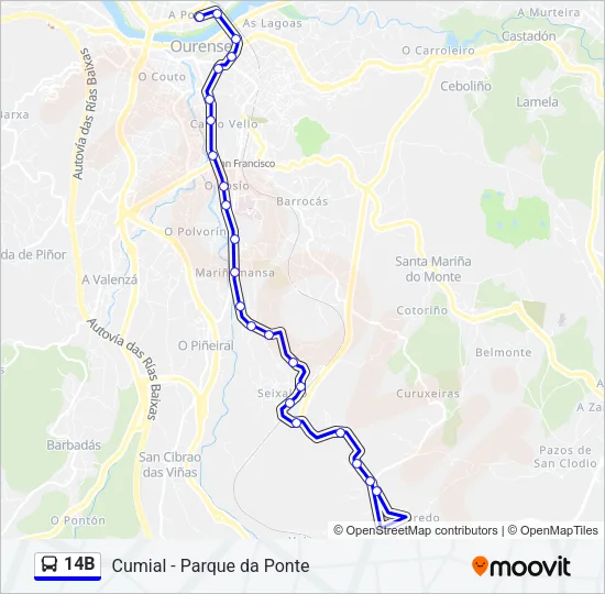 14B Bus Line Map
