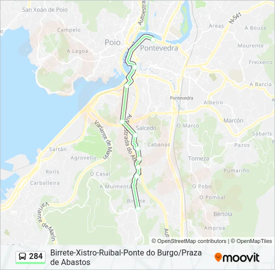 284 Bus Line Map