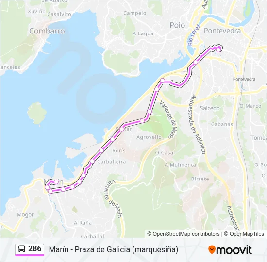 286 Bus Line Map