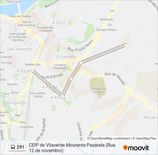 291 Bus Line Map
