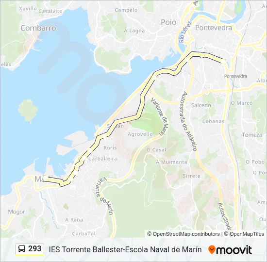 293 Bus Line Map
