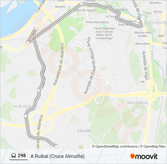 298 Bus Line Map