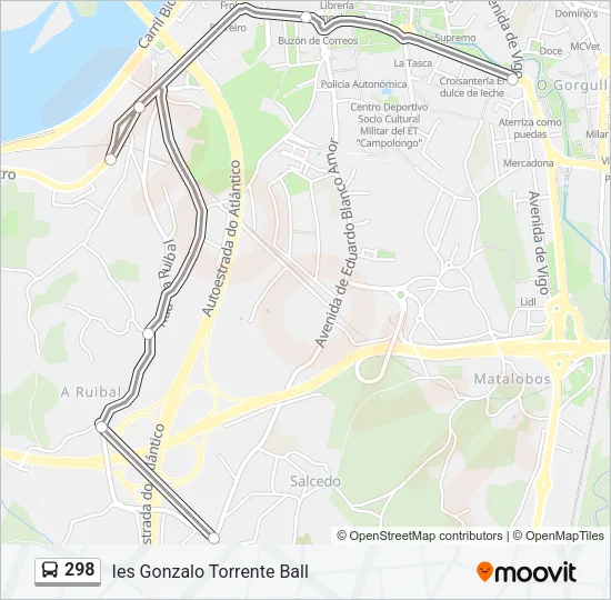 298 Bus Line Map