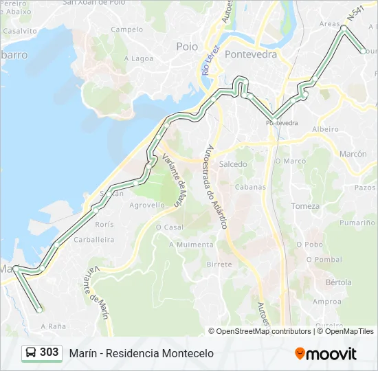 303 Bus Line Map