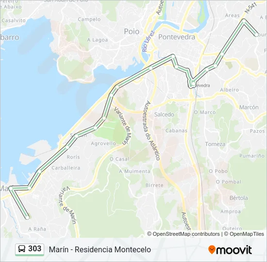 303 Bus Line Map