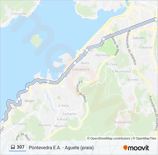 307 Bus Line Map