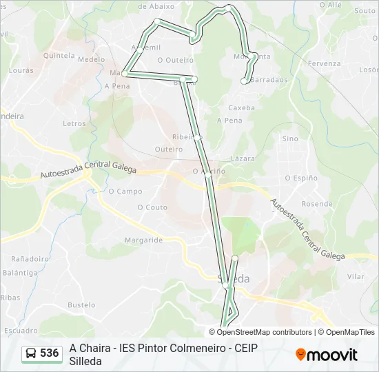 536 Bus Line Map