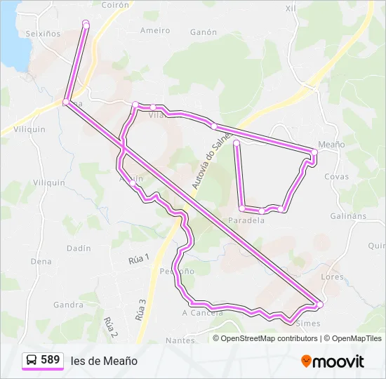 589 bus Mapa de línia