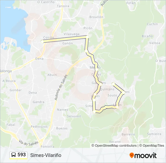 593 Bus Line Map