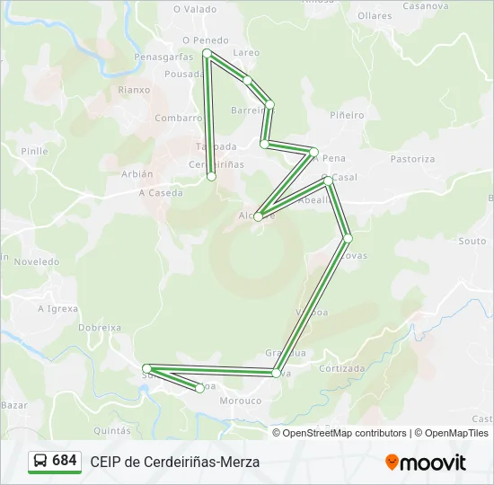 684 Bus Line Map