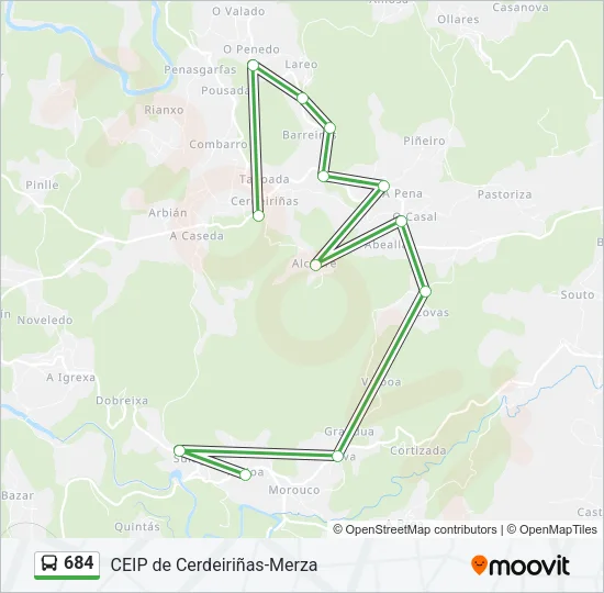 684 Bus Line Map