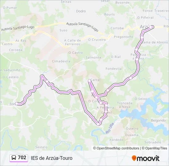 702 Bus Line Map