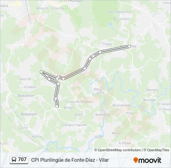 707 Bus Line Map