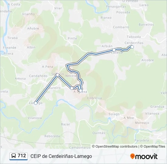 712 Bus Line Map