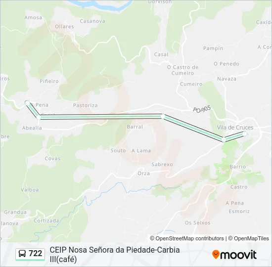 722 Bus Line Map