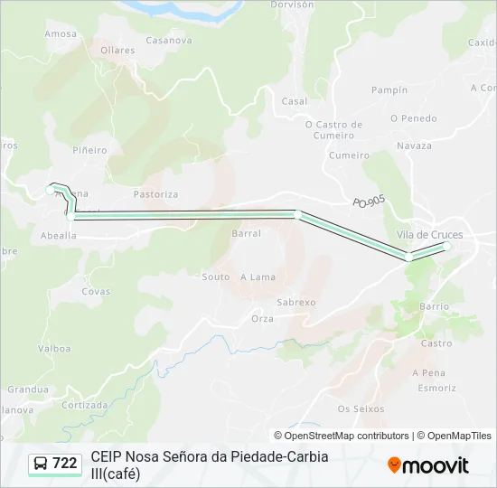 722 Bus Line Map