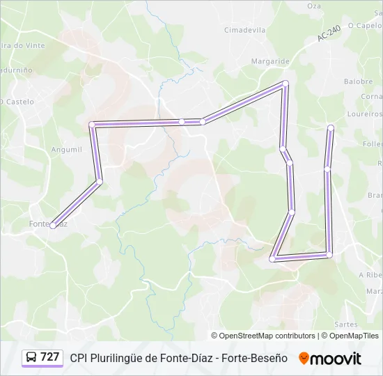 727 Bus Line Map