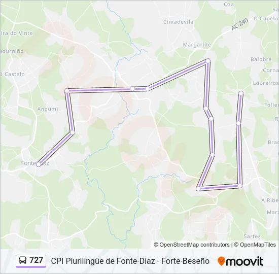 727 Bus Line Map