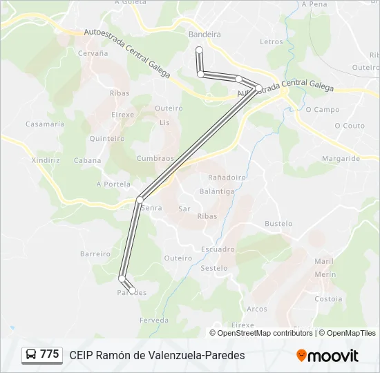 775 Bus Line Map