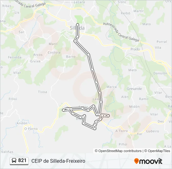 821 Bus Line Map