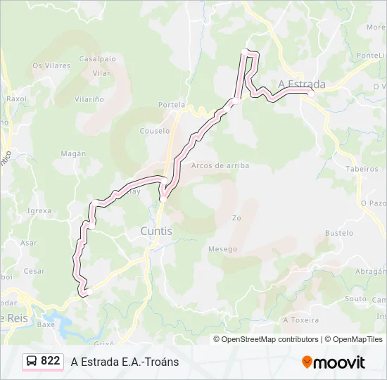 822 Bus Line Map