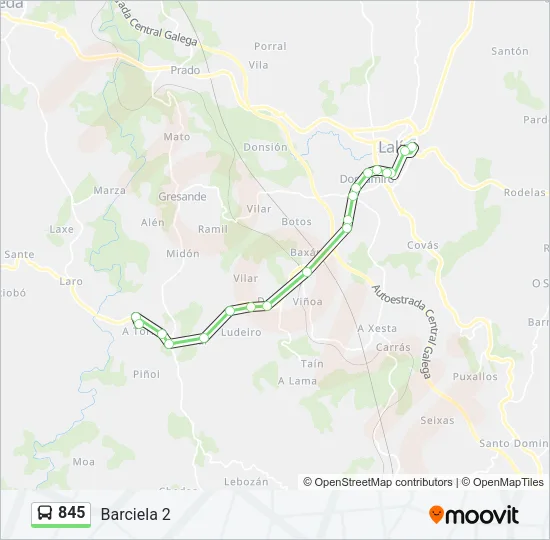 845 Bus Line Map