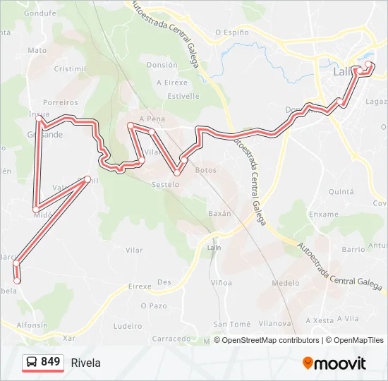 849 Bus Line Map